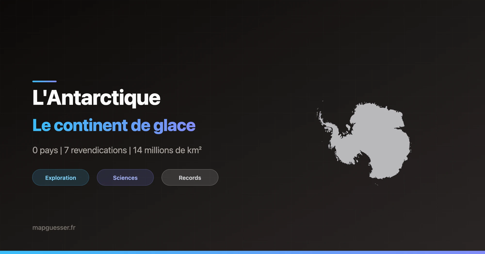 Carte de l'Antarctique avec les revendications territoriales et bases scientifiques