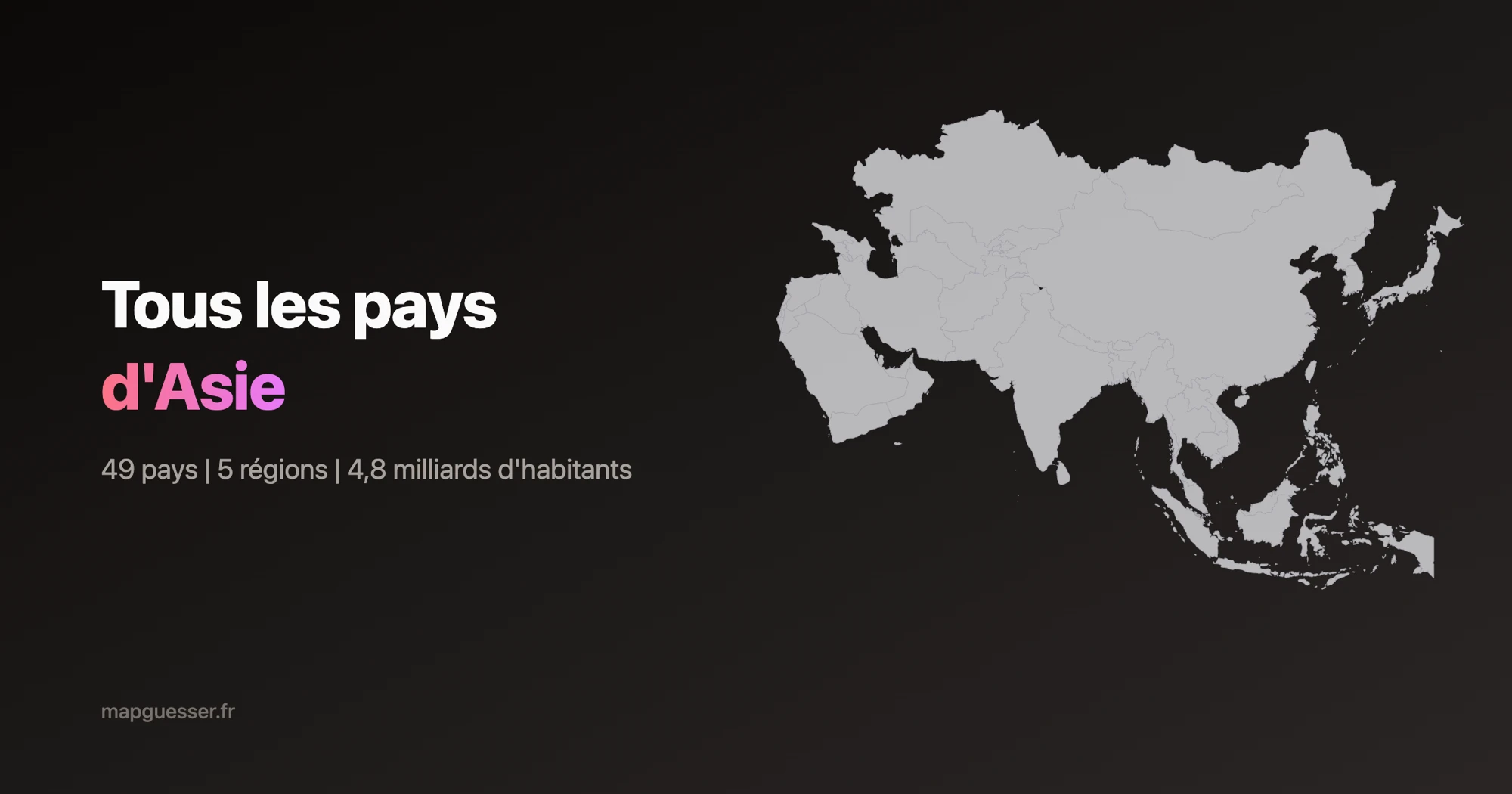 Carte des 49 pays d'Asie avec leurs drapeaux et capitales