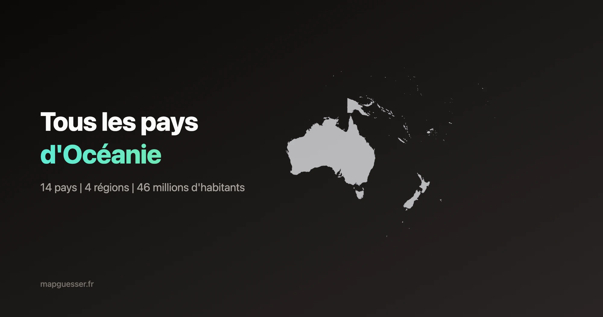 Carte des 14 pays d'Océanie avec leurs drapeaux et capitales